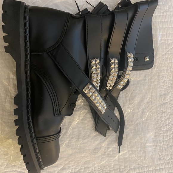 Goth-Punk Black Leather Boots by \'Demonia\' main image 7